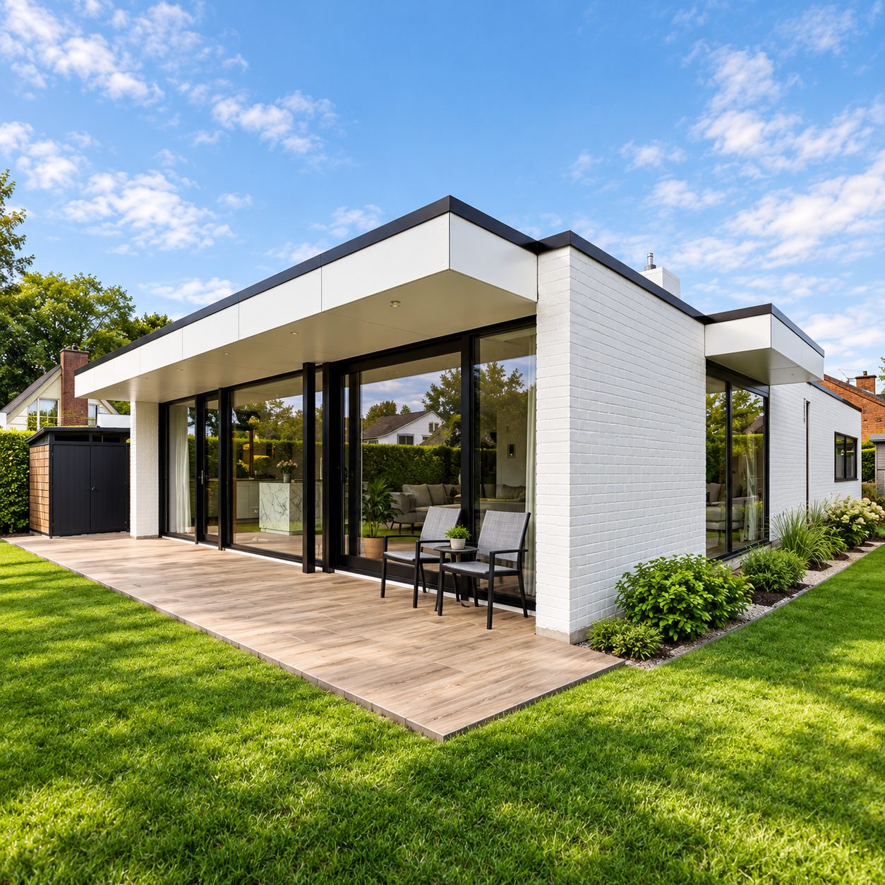 Moderne woning met groot overstek en terras